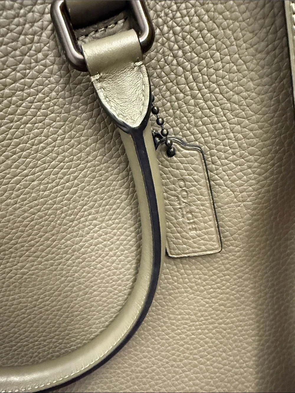 Coach Olive Green Pebbled Leather Laptop Tote with Detachable Strap
